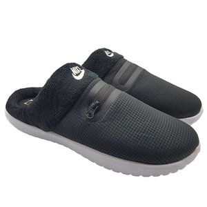 Nike Burrow Womens 9 Slippers Slip On Fleece Black White Shoes DJ3131-001